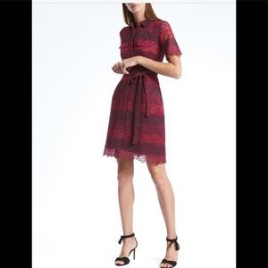 Banana Republic lace cranberry red shirt dress